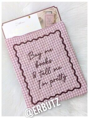 Daphne BUY ME BOOKS & TELL ME I'M PRETTY Embroidered Gingham E-reader Pouch 📚